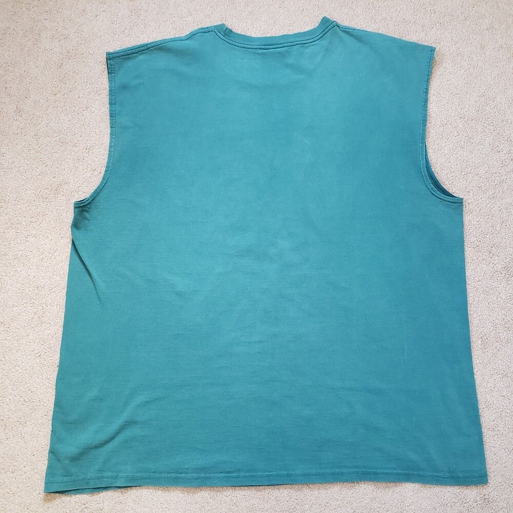 Vintage Y2K Philadelphia Eagles Football Sz 2XL-3XL Mens Faded Green Tank Top - Picture 5 of 8